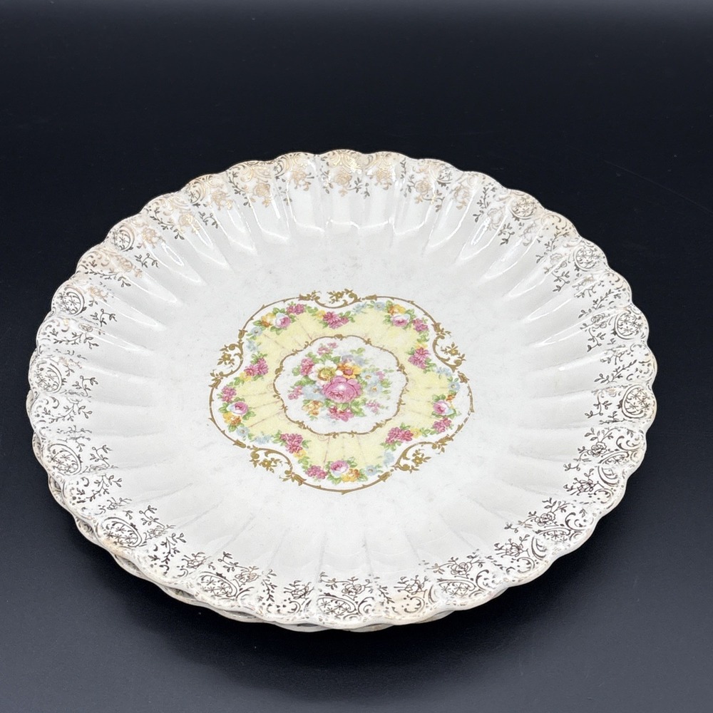Pair Vintage 1930s American Limoges Toledo Delight 9.25" Luncheon Plates - 2